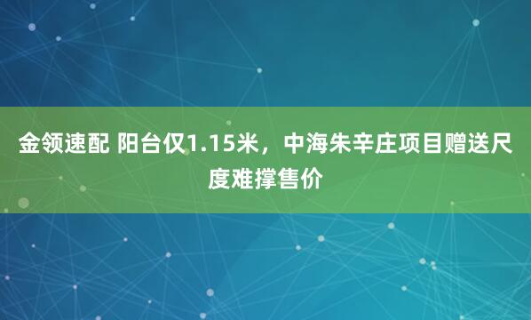 金领速配 阳台仅1.15米，中海朱辛庄项目赠送尺度难撑售价